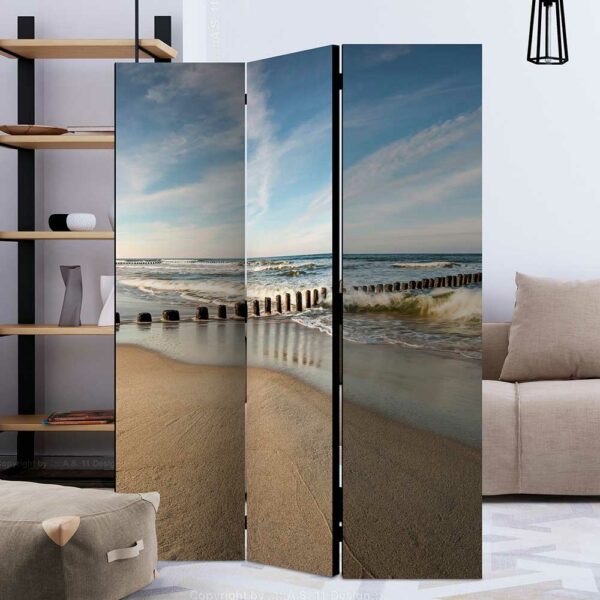 4Home Fotomotiv Paravent in Beige und Blau Strand und Meer