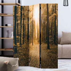 4Home Fotoprint Paravent mit Wald Motiv Herbst Landhausstil