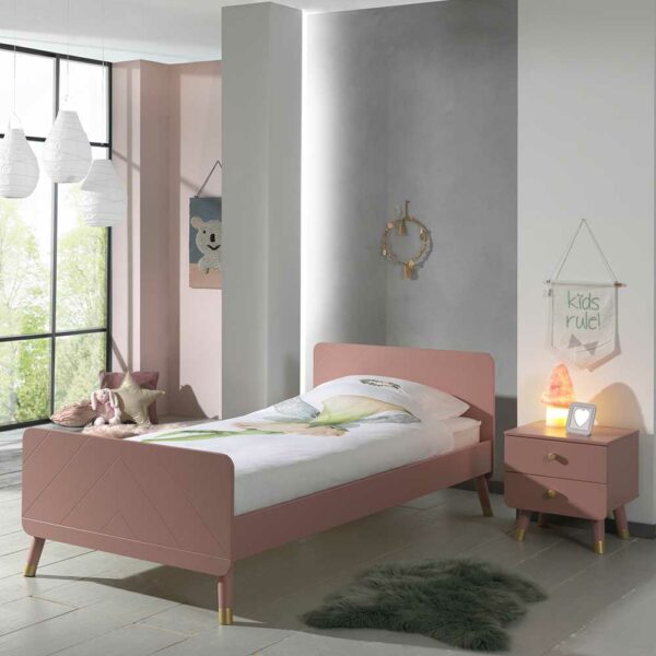 4Home Mädchen Jugendbett in Rosa und Goldfarben Nachttisch (zweiteilig)