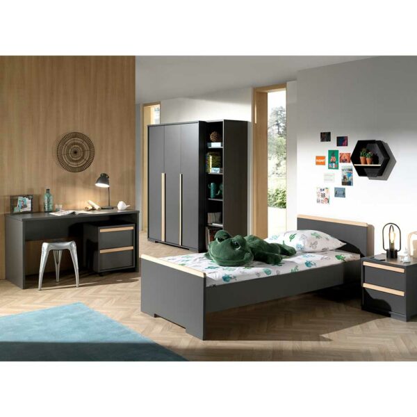 4Home Jugendzimmer in Anthrazit und Buche modern (sechsteilig)