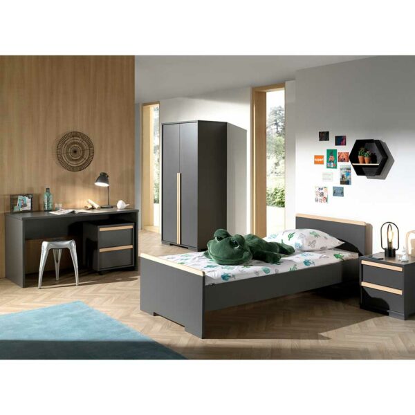 4Home Jugendschlafzimmer in Anthrazit und Buche modern (fünfteilig)