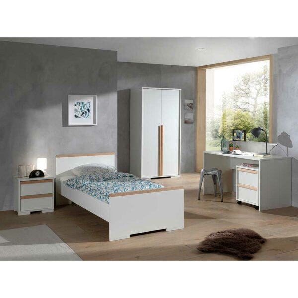 4Home Teeniezimmer Set in Weiß und Buche modern (fünfteilig)