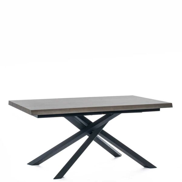 Basilicana Ausziehtisch in Esche Grey Wash furniert Mikado Fußgestell in Schwarz