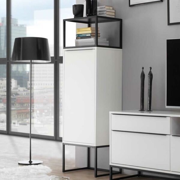 TopDesign Standvitrine in Schwarz und Weiß 50 cm breit