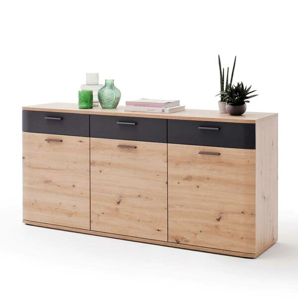 TopDesign Türen Sideboard in Eichefarben und Anthrazit 180 cm breit