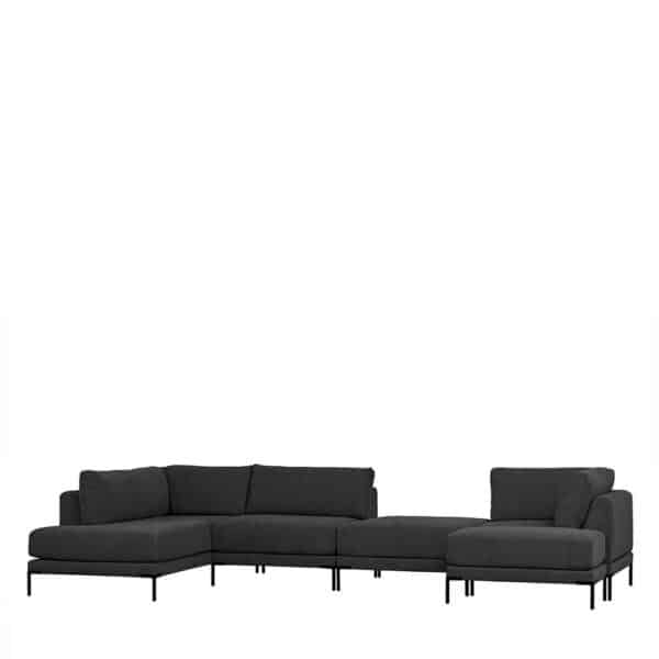 Basilicana U Sofa Dunkelgrau 400 cm mit Armlehnen fünf Sitzplätzen (fünfteilig)