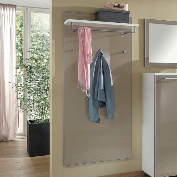 Homedreams Hängegarderobe in Taupe Weiß Glas beschichtet