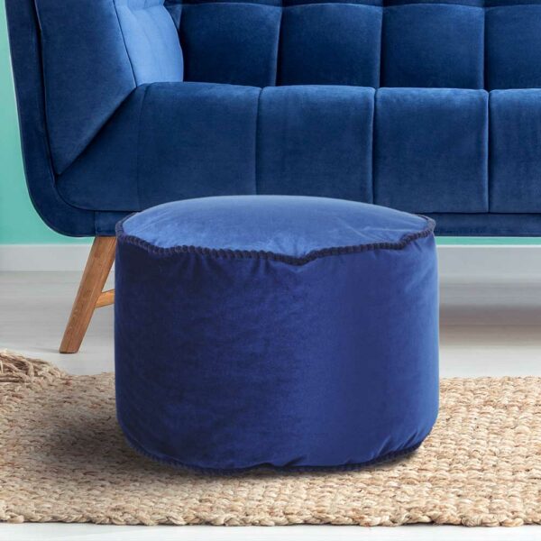 Doncosmo Samt Pouf in Blau Orientalischen Design