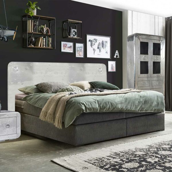 Möbel Exclusive Boxspringbett im Industrie und Loft Stil Metall Kopfteil