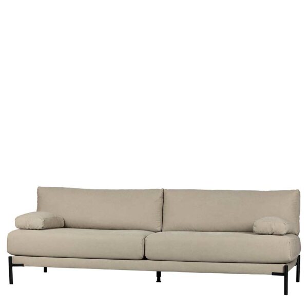 Basilicana Canvas Dreisitzer Sofa in Beigegrau und Schwarz Gestell aus Metall