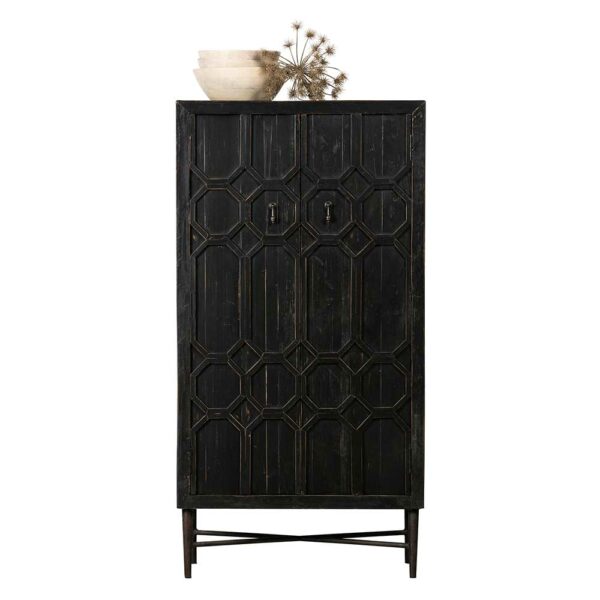 Basilicana Vintage Design Schrank in Dunkelbraun und Schwarz 75 cm breit