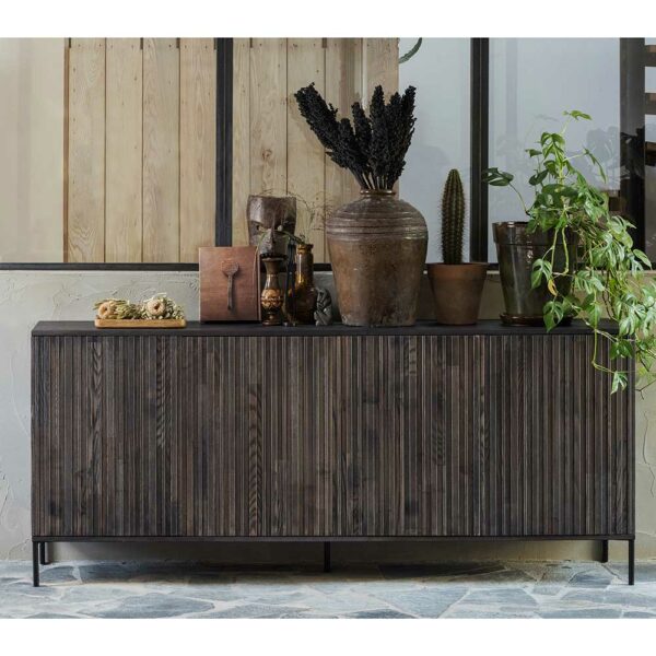 Basilicana Esszimmersideboard in modernem Design Esche dunkelbraun und Schwarz