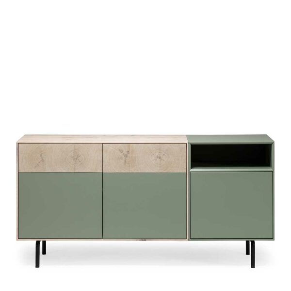 Natura Classico Sideboard in Beton Grau und Buche hell 180 cm breit