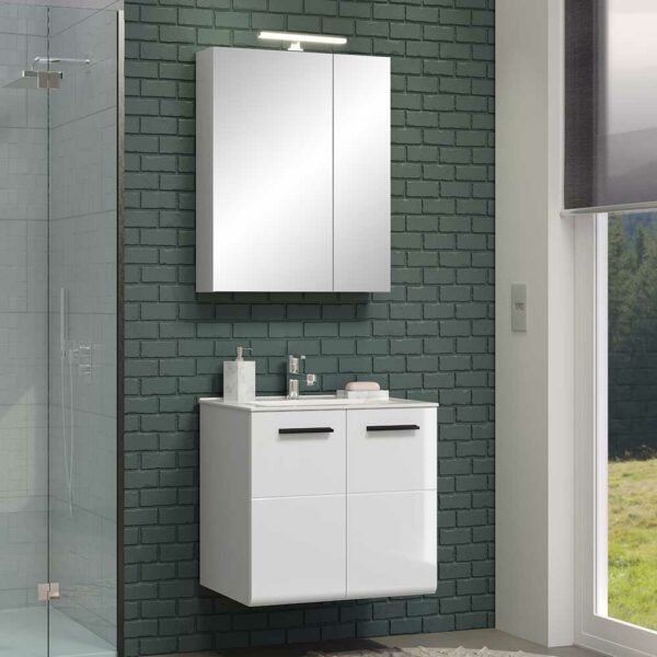 TopDesign Gäste Bad Möbel weiss in modernem Design 62 cm breit (zweiteilig)