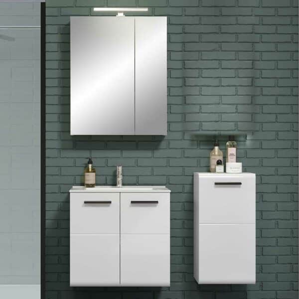 TopDesign Badmöbel modern weiss mit Hochglanz Front Wandmontage (dreiteilig)