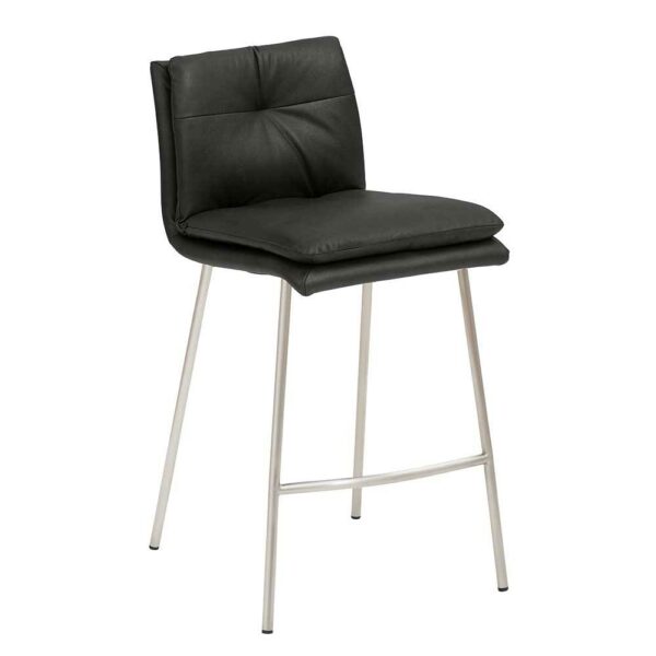 PerfectFurn Edelstahlbarhocker mit gepolsterter Rückenlehne 67 cm Sitzhöhe