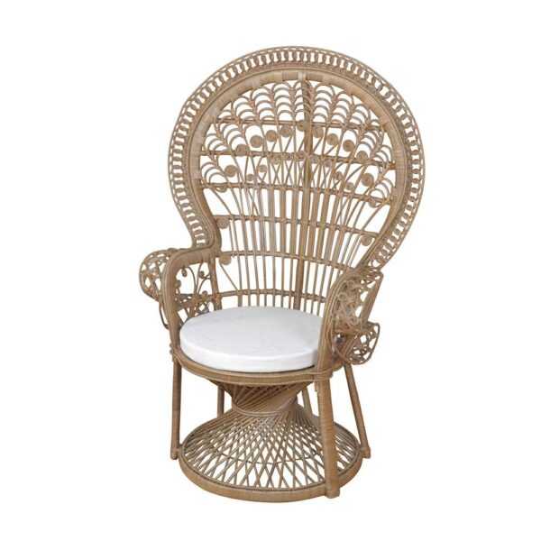 Möbel4Life Rattan Thron Sessel in Grau gewischt Landhausstil