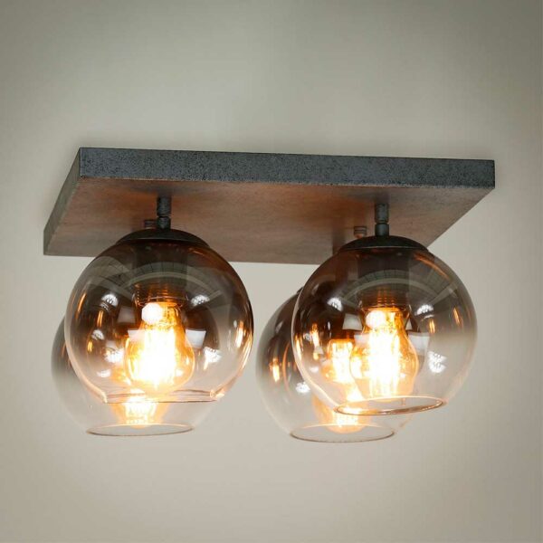 Rodario Retro Deckenlampe in Altsilberfarben Glas und Metall