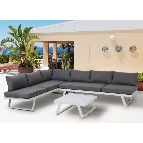 iMöbel Lounge Gartenmöbel Set in Anthrazit und Grau 192 cm breit (zweiteilig)