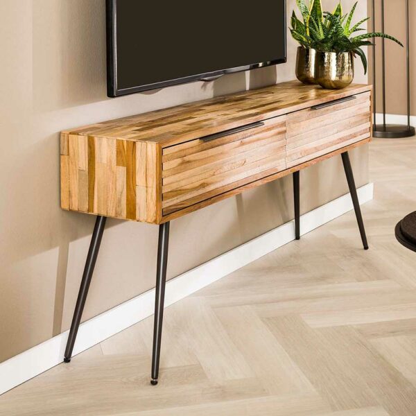 Rodario Unterschrank Fernseher aus Teak Massivholz Industry und Loft Stil