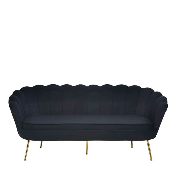 Rodario Dreisitzer Couch in Schwarz und Goldfarben Samt