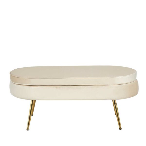 Rodario Ovaler Couchhocker in Beige Goldfarben