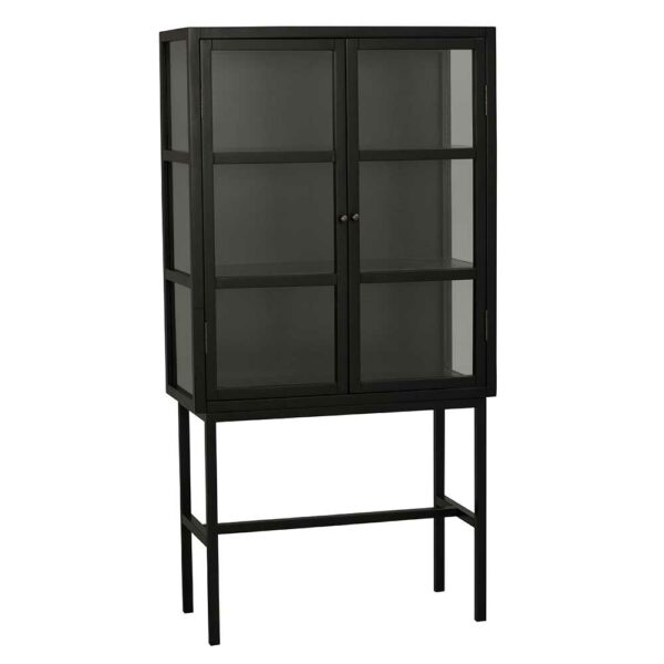 TopDesign Vitrinenschrank in Schwarz 160 cm hoch