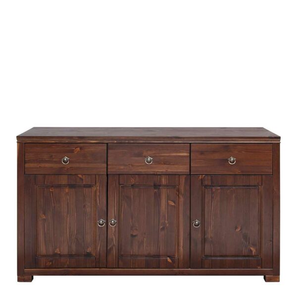 Massivio Dunkelbraunes Sideboard aus Kiefer massiv lackiert Landhaus Design