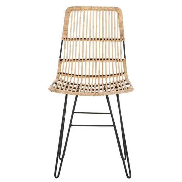 Möbel4Life Rattan Stühle in Beige Metallgestell (2er Set)