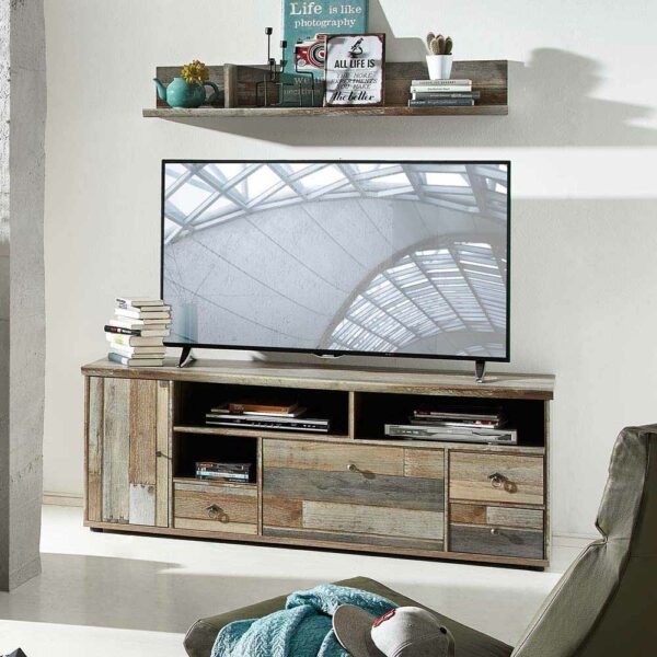 BestLivingHome TV Board in Grau Treibholz Dekor Shabby Chic