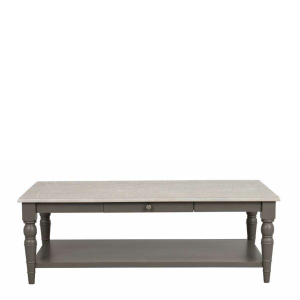 TopDesign Couchtisch in Kiefer Grey Wash teilmassiv Landhausstil