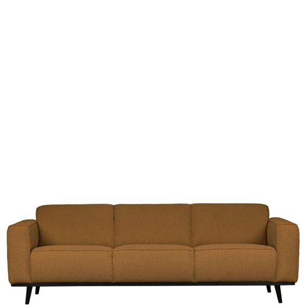 Basilicana Dreisitzer Sofa in Bernsteinfarben Stoff Armlehnen