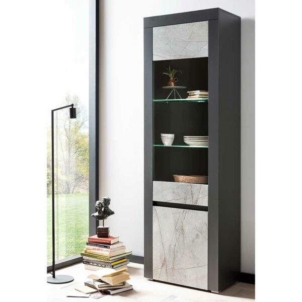 Brandolf Wohnzimmer Vitrinenschrank 200 cm hoch 2 türig