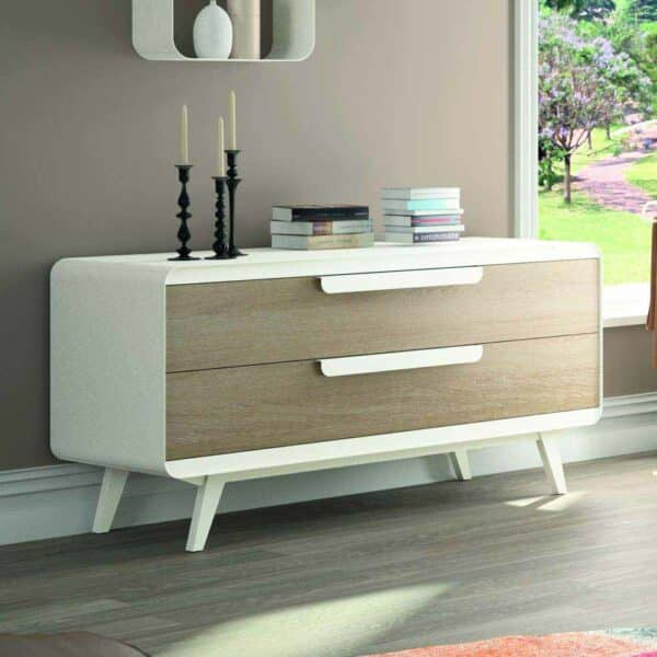 Violata Furniture Schlafzimmer Sideboard in Weiß Eiche furniert 130 cm breit