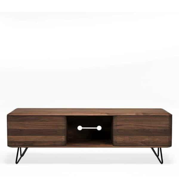 Natura Classico Retro TV Sideboard aus Nussbaum Massivholz Metall