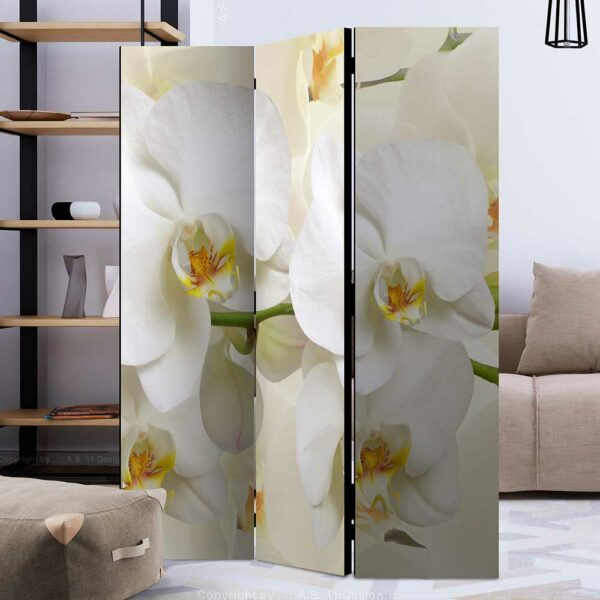 4Home Spanische Wand mit Orchideen Motiv Weiß und Gelb