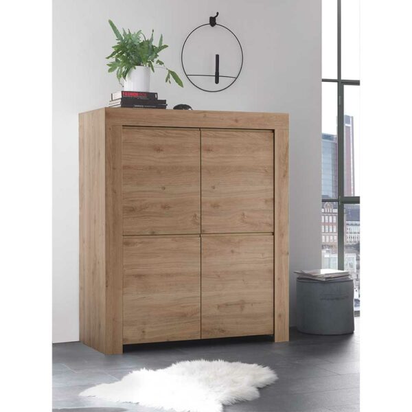 Homedreams Türen Highboard in Eichefarben 110 cm breit