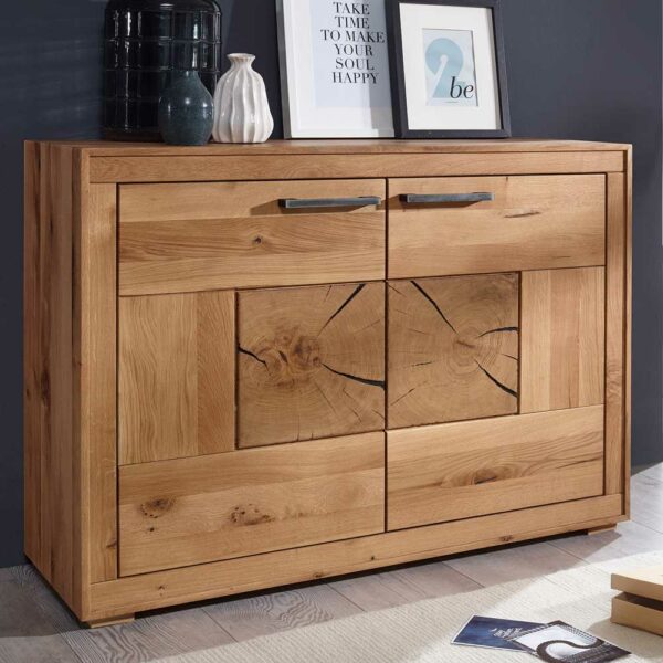 Basilicana Wohnzimmer Sideboard aus Wildeiche Massivholz geölt