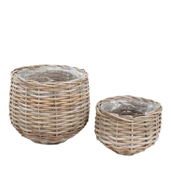 4Home Korb Set 2-teilig Kubu Rattan im Landhausstil 38 cm breit (zweiteilig)