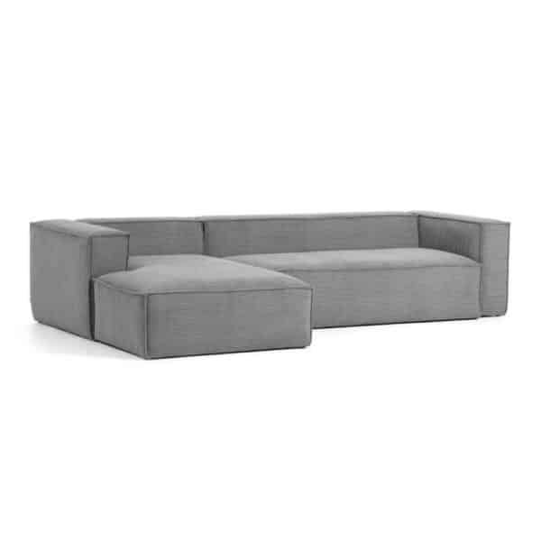 4Home Wohnzimmercouch in Grau Cordstoff 330 cm breit