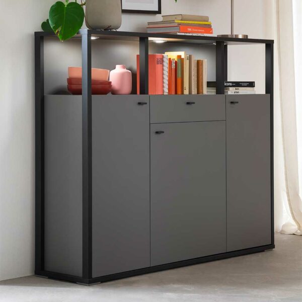 TopDesign Wohnzimmer Highboard in Grau Anthrazit