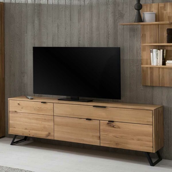 Nature Dream TV Schrank aus Wildeiche Massivholz und Metall 65 cm hoch