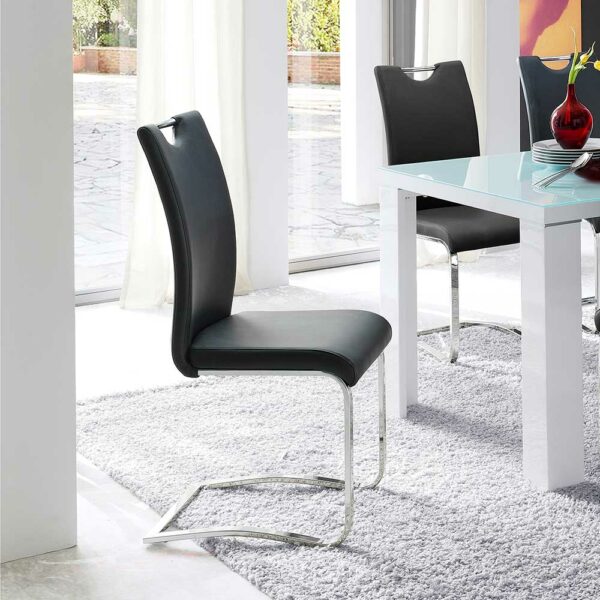 TopDesign Esstischstuhl in Schwarz Stahl verchromt (4er Set)