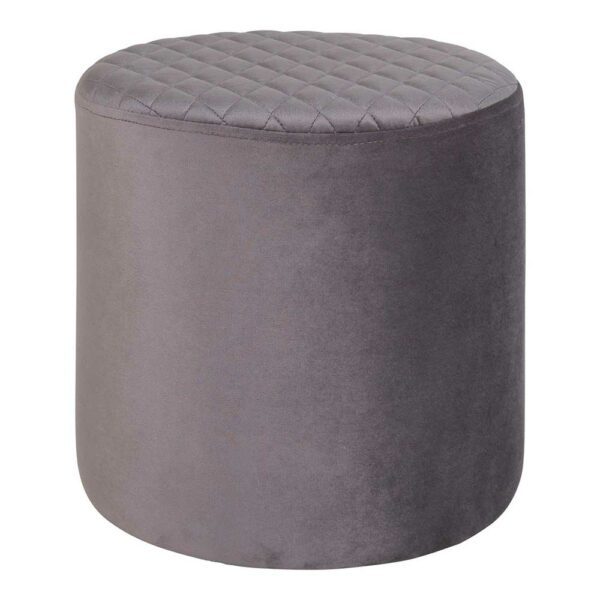 4Home Samt Pouf in Grau runder Form