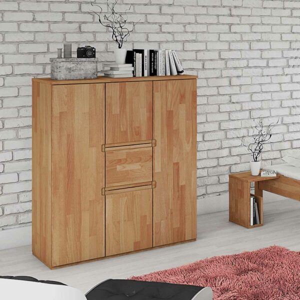 Basilicana Massivholz Highboard aus Buche geölt 110 cm