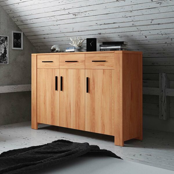 Basilicana Sideboard aus Kernbuche Massivholz 3 Türen