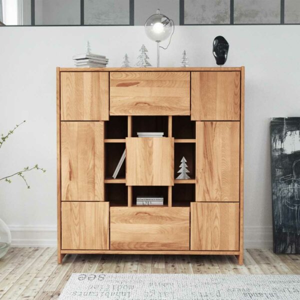 Basilicana Wohnzimmer Highboard aus Kernbuche Massivholz modern