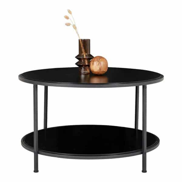 4Home Schwarzer Coffee Table mit runder Tischplatte große Ablage