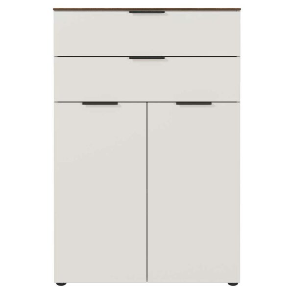 Möbel Exclusive Kleiner Ordnerschrank in Creme Weiß und Nussbaum Optik 120 cm hoch