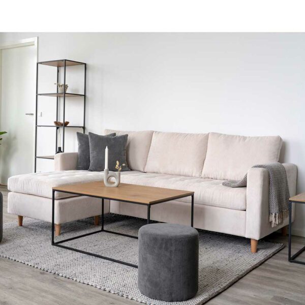 4Home Ecksofa aus Cordstoff und Massivholz Skandi Design